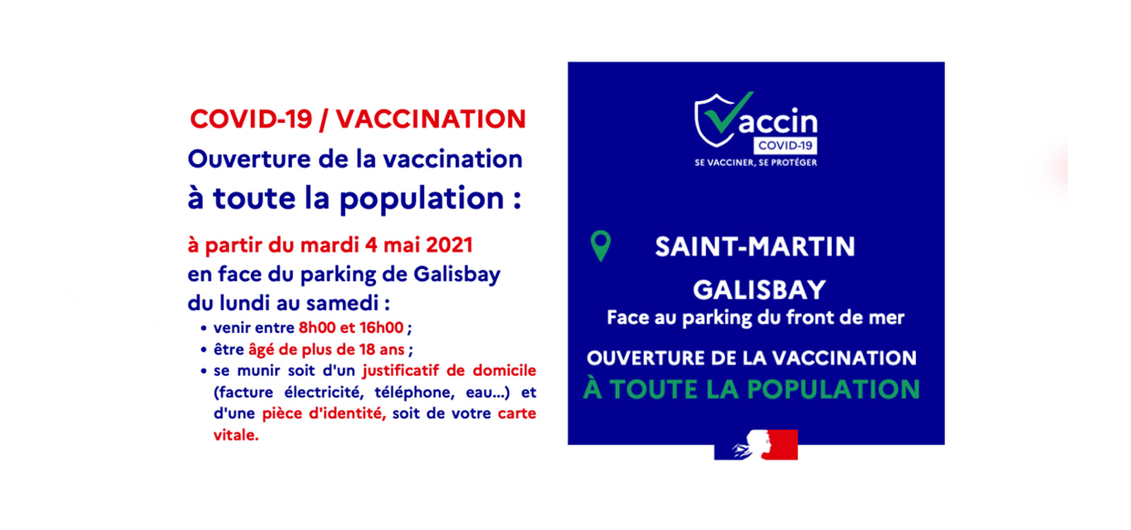 COVID-19: Monte en puissance de la vaccination  Saint-Martin ds le Mardi 4 mai 2021